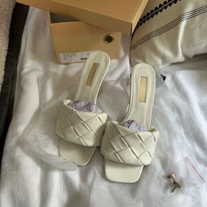 Billini Sandro Cream Woven Slide Heels